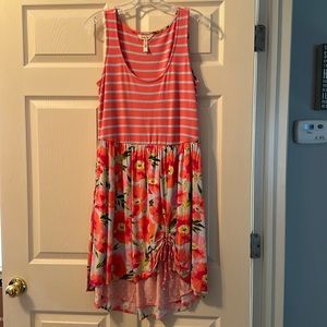 Matilda Jane Women's Macaron Dress Floral and Stripes Gathered Hem